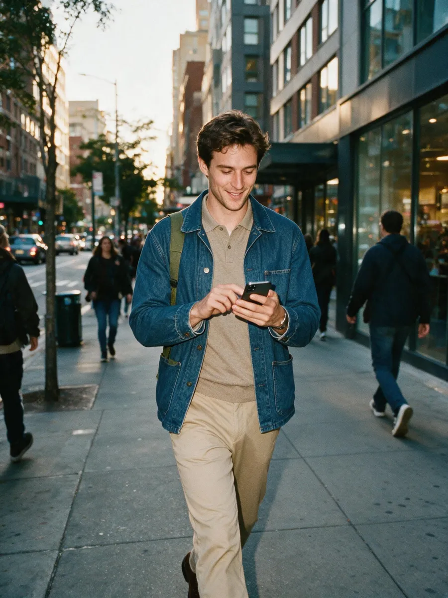 Someone texting on a business number while walking